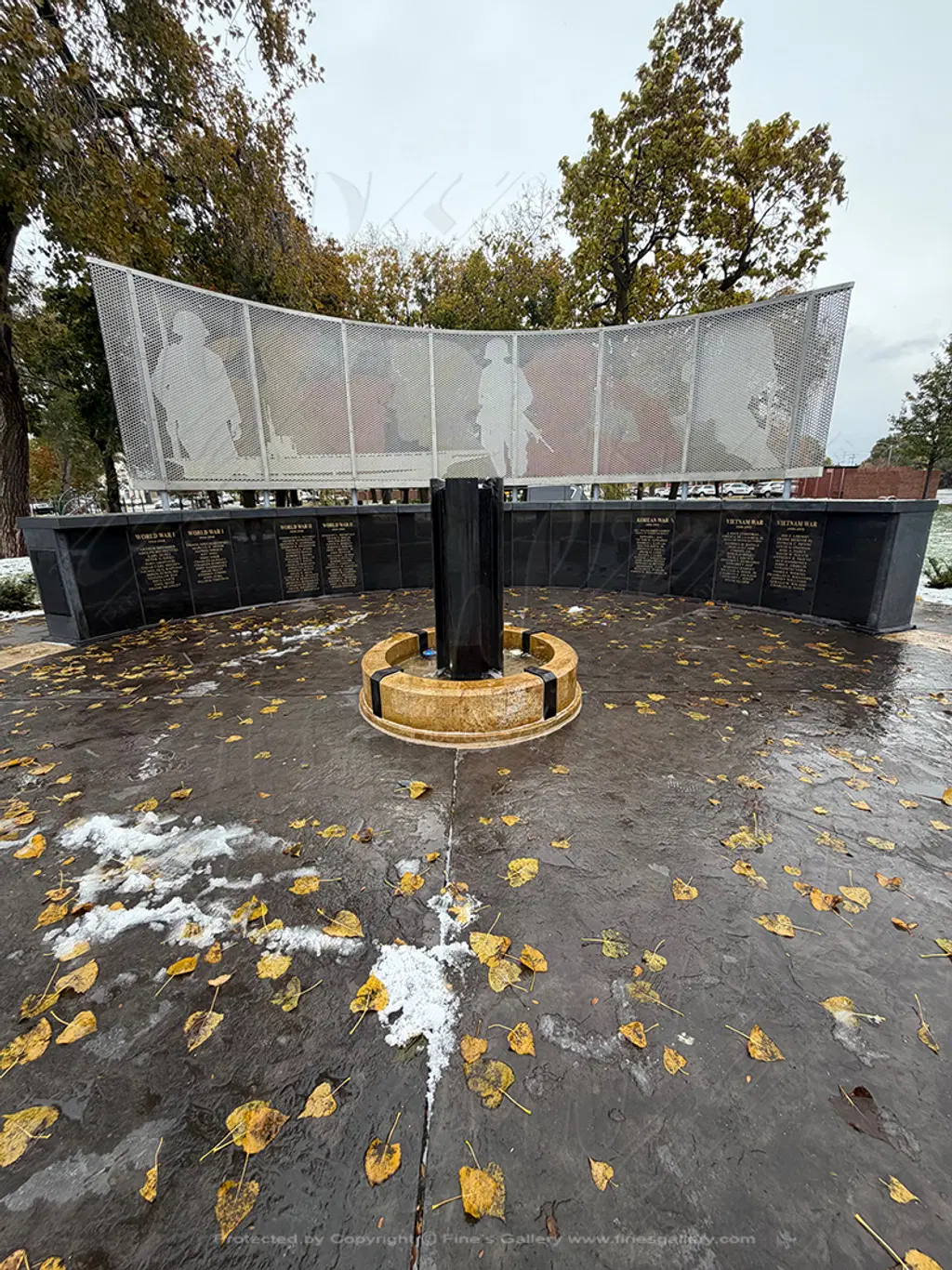 Granite Veterans Memorial Park Fountain in Chicago IL